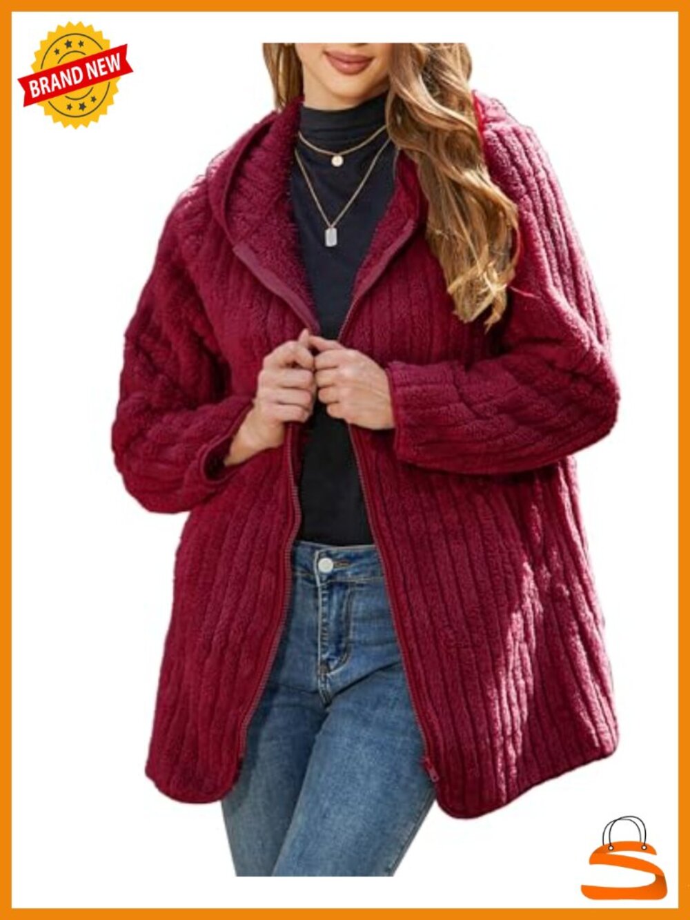 Women's Fleece Jacket Hooded Full Zip Winter Sherpa Coat S-5XL